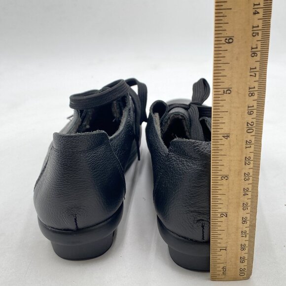 Black Women Ballet Round Toe Lace Up Comfort Loafer Slip On Formal Casual Shoes - Picture 4 of 7